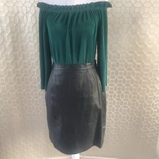Vintage Compagnie Internationale Express Pencil Skirt Genuine Leather Black 8