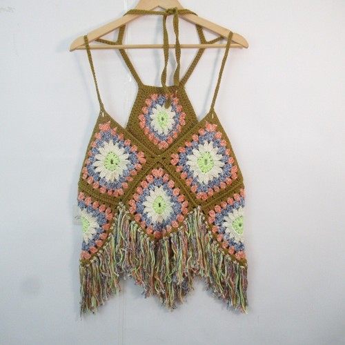 Free People Knit Top Yellow Ochre Mustard Summer Love Hippie M-L BNWT RRP £140 - Picture 20 of 24