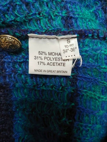 Cárdigan Suéter De Colección Pitlochry Para Mujer Mohair Pequeño Azul A Cuadros Islas Británicas - Imagen 5 de 6