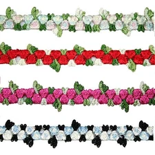 Unotrim 5/8" Multi-color Red Pink Blue Black Embroidered Floral Trim by Yardage