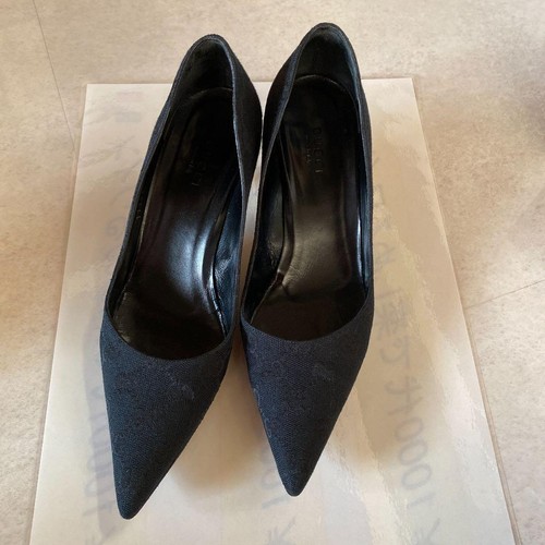 GUCCI decolte tacco GG tela nero EU35 US5 Giappone F/S USATO - Foto 7 di 24