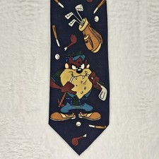 Vintage Looney Tunes Neck Tie Golf Taz Men's 1997 58" X 3.75" Xmas Gift Fun