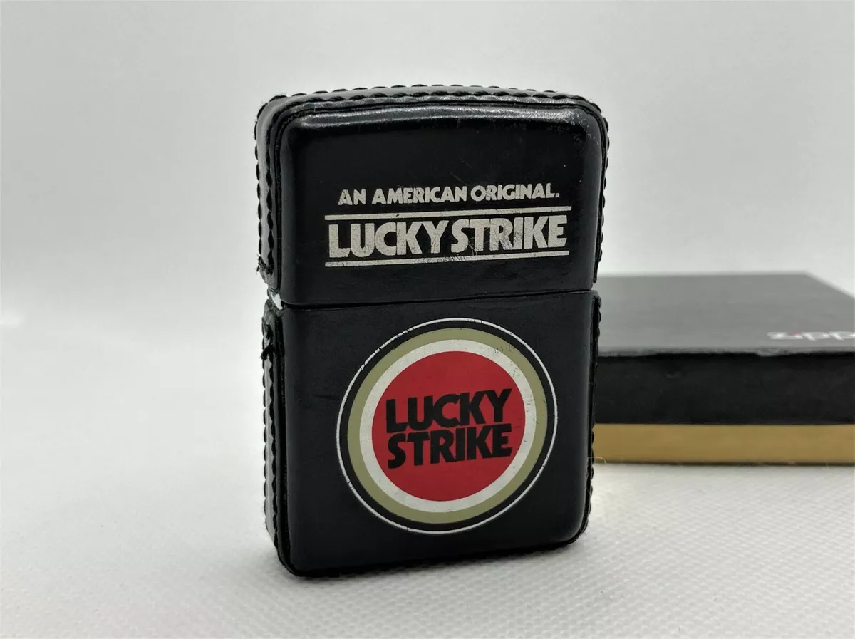 Rare! Auth ZIPPO Limited Edition LUCKY STRIKE Leather-Bound Logo