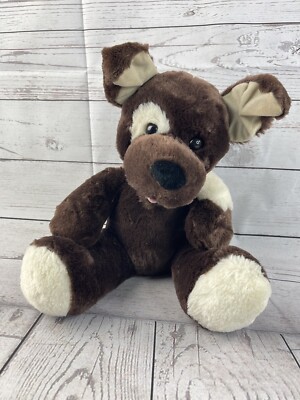 Build A Bear Dark Brown Puppy Dog White Eye Patch Soft Plush Stuffed Animal Toy