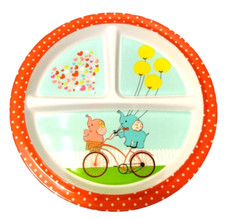 New ELEPHANT Child's Divided Plate w/GRIP BASE 4 Section Melamine Kids BPA FREE