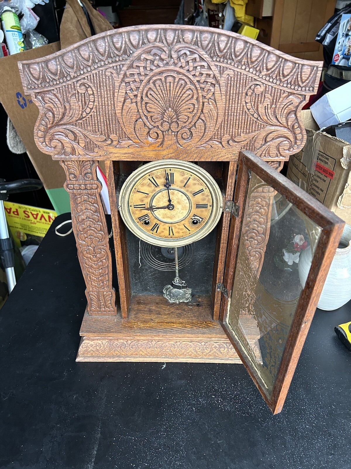 Antique E. Ingraham Clock Co GINGERBREAD KITCHEN MANTEL CLOCK eBay