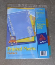 AVERY 81823 5 COUNT PRINTED PLASTIC  DIVIDERS WITH ADHESIVE WRITE ON TABS