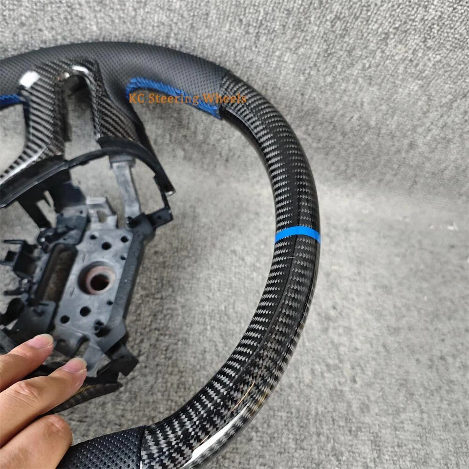 Volante de cuero de fibra de carbono real personalizado para Honda City 2010-2013 Foto 4 de 4