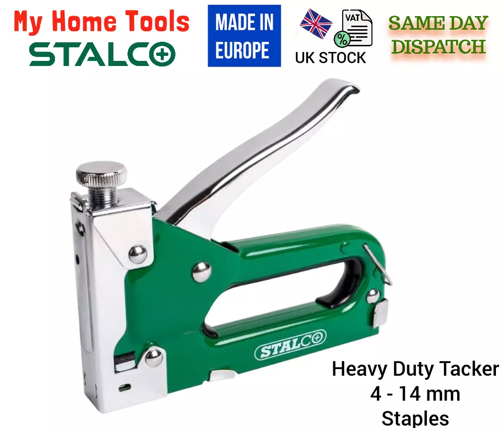 Heavy Duty Tacker Staple Gun 4 14mm Upholstery Stapler Staples Metal Stalco Wood