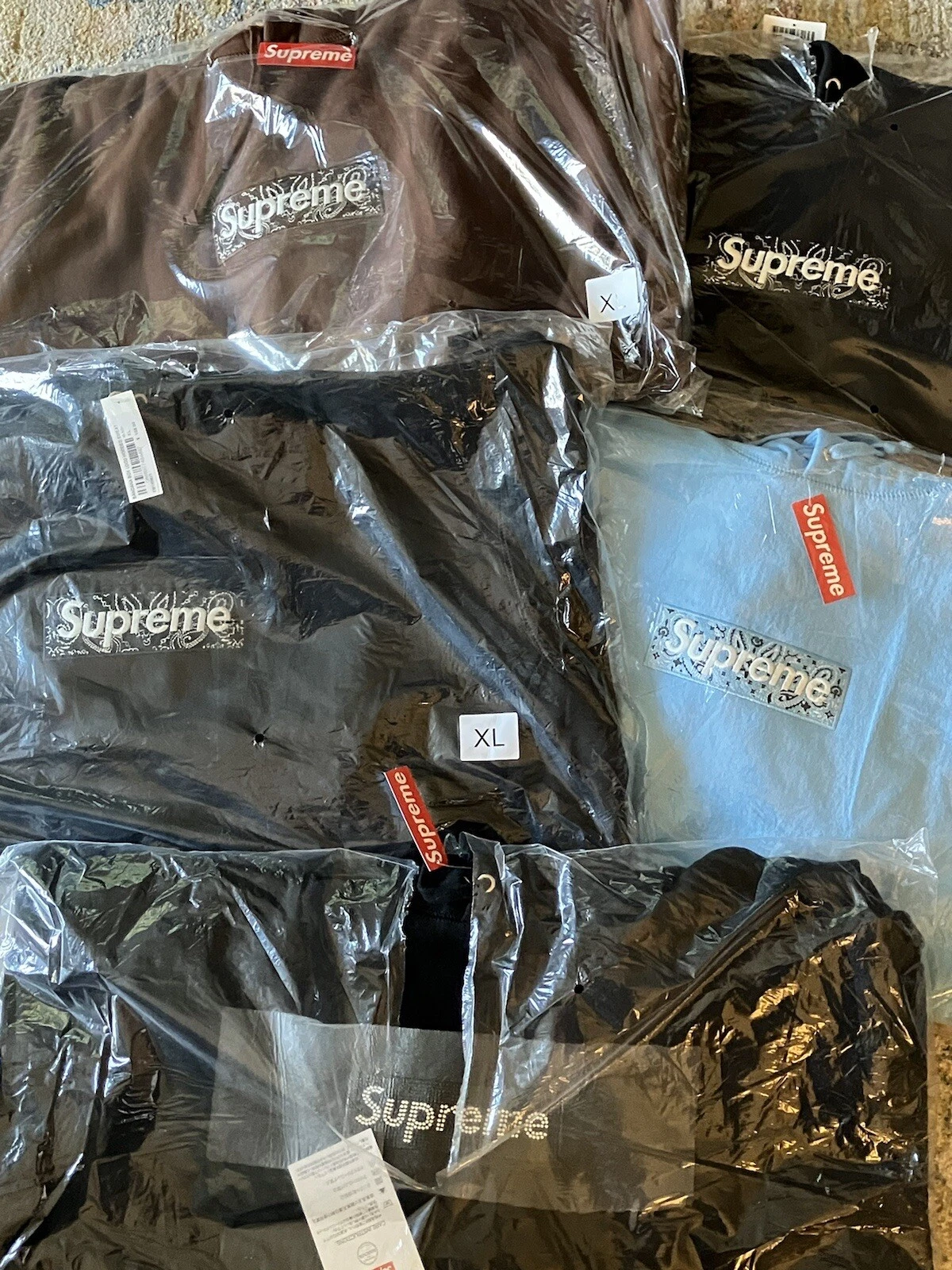 SUPREME BANDANA BOITE LOGO SWEAT SHIRT À CAPUCHE FW19 MARRON FONCÉ TAILLE XL XLARGE NEUF AVEC ÉTIQUETTES