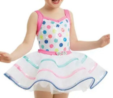 WEISSMAN Join Circus 11296 WHITE/MULTI POLKA DOT Tutu Dress Dance IC INT.CHILD