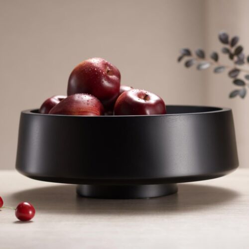 Fruit Bowl, 14.2-inch Diameter Large Wooden Fruit Bowl, Natural Wood