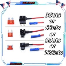 3-12 Sets Standard Mini Low Profile Blade Fuse Piggyback Add A Circuit Fuse Tap