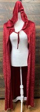 Velvet Hooded Cloak Red Cape Costume Cosplay Halloween Party 51 In From Neck