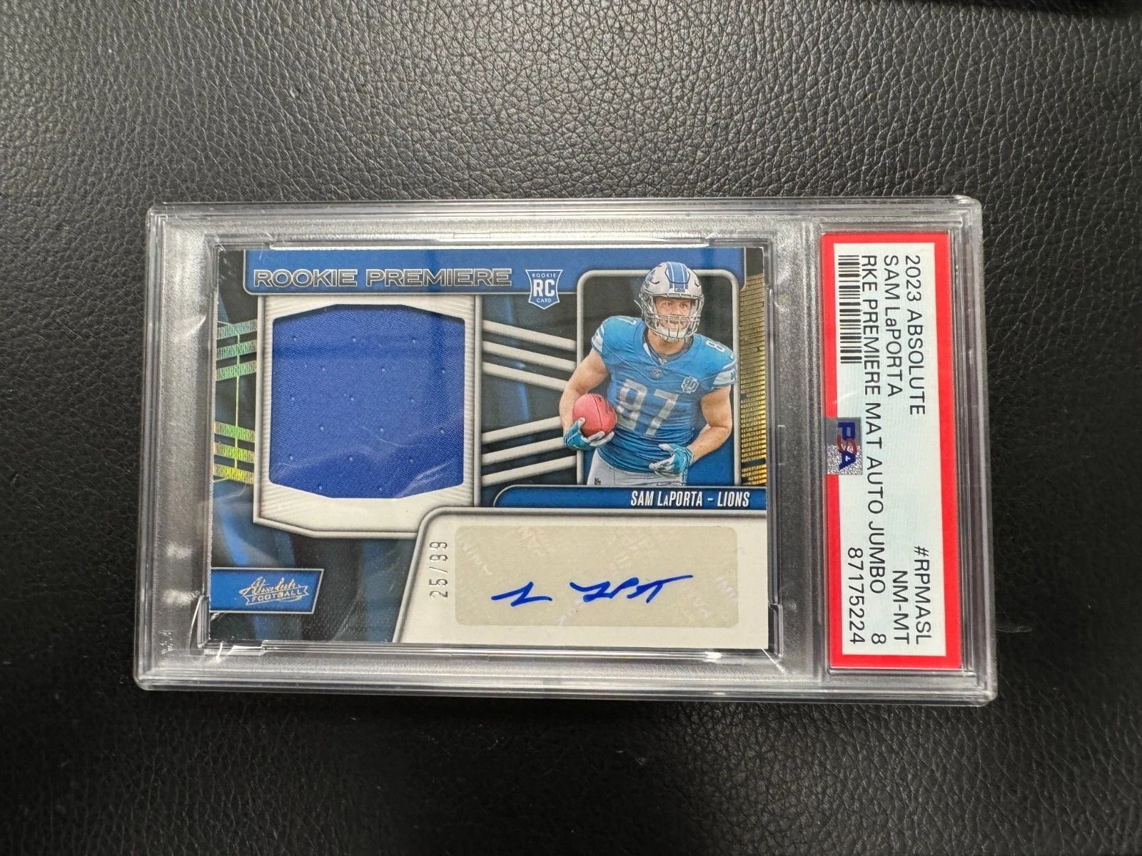 Sam LaPorta Panini Absolute Rookie Premiere Materials Autographs Jumbo #RPMASL Base