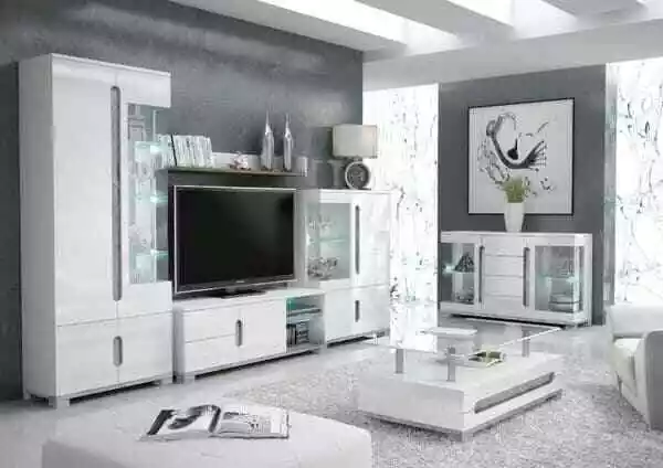 Lorenz White High Gloss And Grey Lounge Furniture Sideboard
