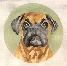 Needlepoint Handpainted Christmas Needle Crossings Fawn Boxer Ornament 