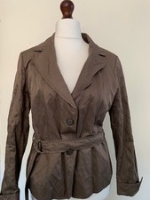 Olsen Womens Utility Metallic Cotton Belted Jacket Coat Size 18 Eu 44 Rrp £129