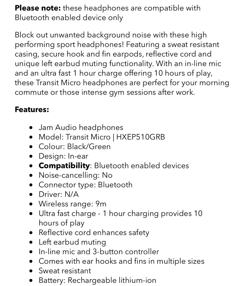 Jam audio transit micro sport bluetooth headphones new arrivals