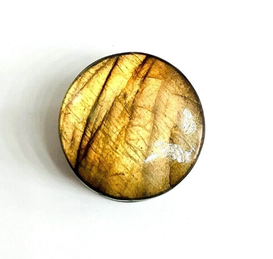 Pair of Natural Labradorite Yellow Flesh Plugs, Double Flare Size 3mm to 50mm - Image 4 of 4