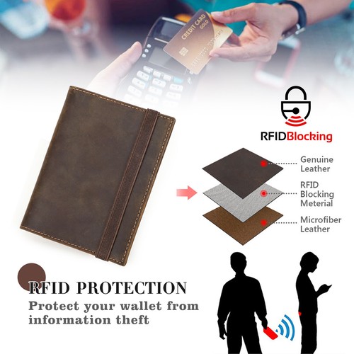 Customised Genuine Leather RFID 2 Passport Holder Bag Wallet AirTag 5 Card Slot - Picture 4 of 11