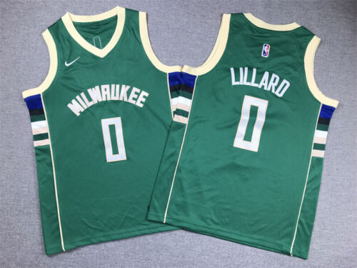 Maillot Milwaukee Bucks Damian Lillard (taille jeunesse) flambant neuf - Photo 1/5
