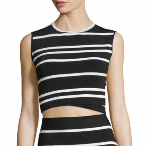 Ted Baker Onissa Black Bias-Striped Sleeveless Crop Top Size 1 US/S
