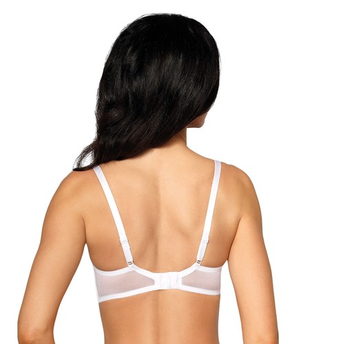 BH weiß transparent mit Bügel Stickerei Soft Cup Roza Damen Dessous Unterwäsche - Bild 5 von 8