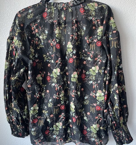 New $375 ALICE + OLIVIA Julius Blouson-sleeve Tunic Top Blouse Size Medium - Picture 8 of 8