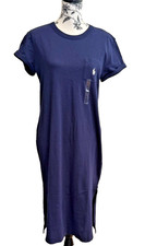 NWT POLO Ralph Lauren navy blue tshirt long dress new size M