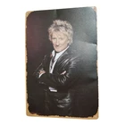 Rod Stewart Retro Tin Sign – 12x8 Vintage Portrait of Rock Icon Punk-Inspired