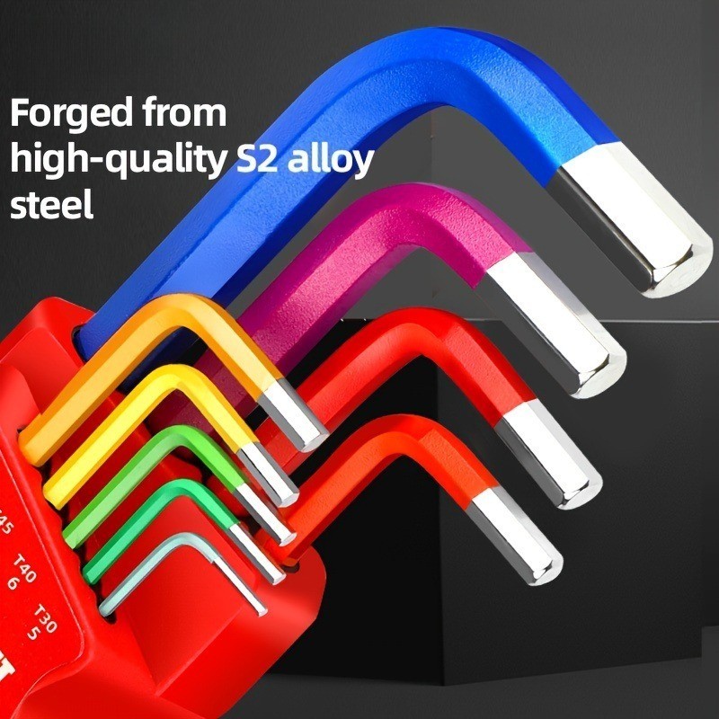 Allen Key Set Torx Metric Ball Star End Hex Long Folding Wrench Colour ...