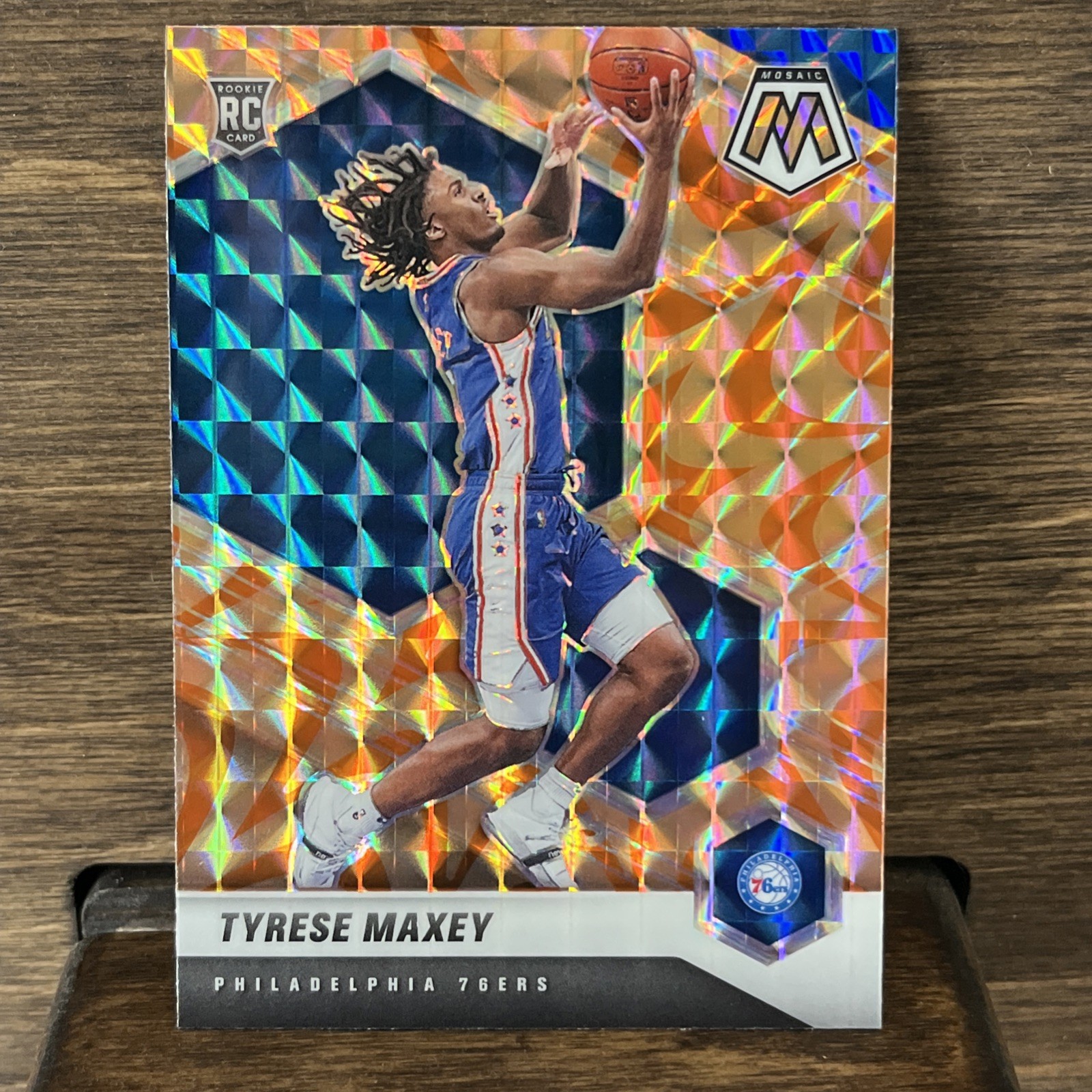 2020-21 Mosaic Tyrese Maxey Orange Reactive Prizm Rookie #203 RC Philadelphia