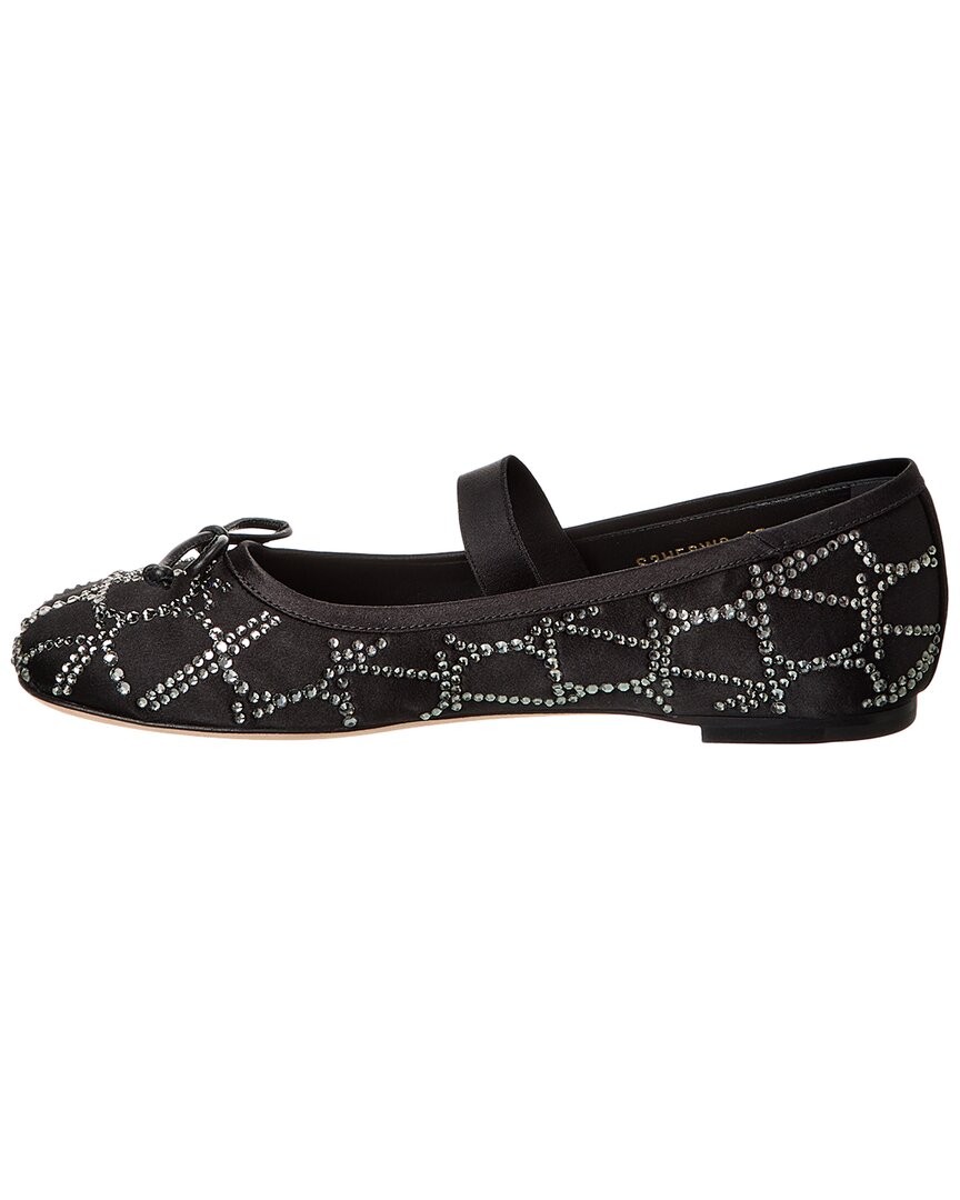 Valentino Vlogo Toile Iconographe Satin Ballerina Flat Women's Black 37 thumbnail 2