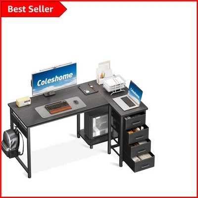 Robuster 120x70 cm schwarzer Computertisch mit viel Stauraum & Stabilitätsunterstützung