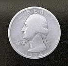 1934-P 25c  SILVER Washington Quarter .  (R001)
