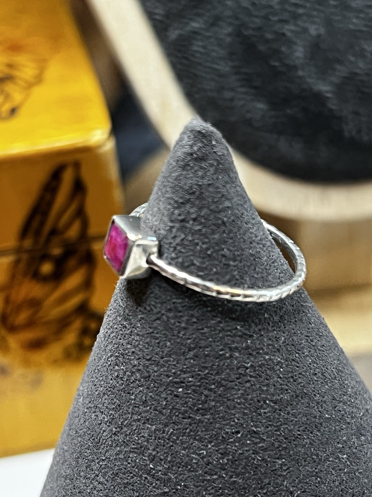 Simple Ruby And Sterling Ring Size 7 - image 2