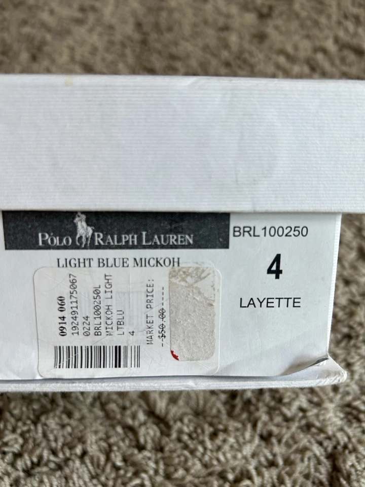 Винтажный? Polo Ralph Lauren Layette размер 3 (6-9 месяцев) детская кроватка туфли серый синий G25 - Изображение 3 из 4