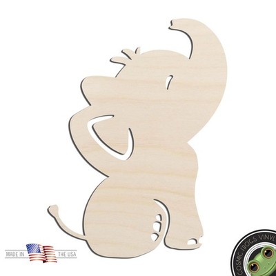Baby Elephant #1 Laser Cut Out Unfinished Wood Shape Craft Supply