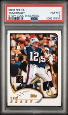 Tom Brady 2003 Topps NFLPA Stay Cool In School PSA 8 White Border Patriots Rare
