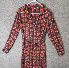 Free People Red Plaid Floral Sheer Maxi Shirtdress Sz XS Duster OB1533631 NWOT