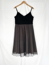 Dorothy Perkins Luxe Black Velvet & GoldGlitter Mesh Midi Dress Size 14