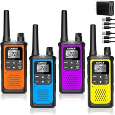 Rechargeable Walkie Talkies Long Range, 4 Pack Walkie Talkies for Adults NOAA...