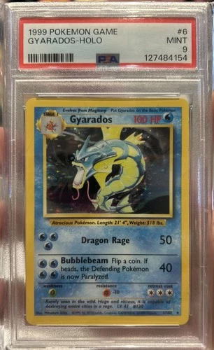 1999 POKEMON BASE SET UNLIMITED #6 GYARADOS-HOLO PSA 9