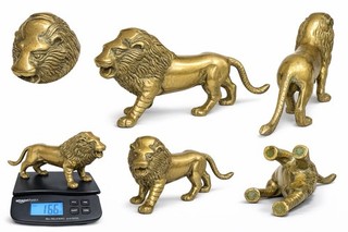 Heavy Solid Brass Lion Statue 1.66 lb Vintage Mid Century Decor Figurine