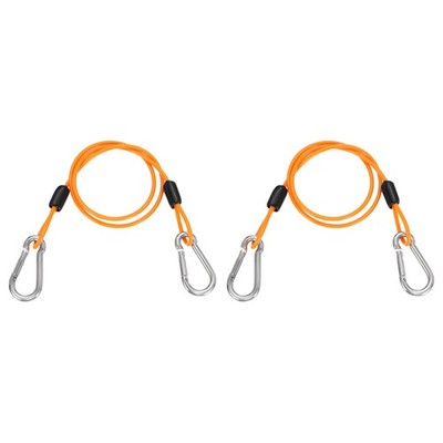 2Pcs 1.6ft (19.7'') Security Steel Cable with Snap Hook for Travel, Clear Orange