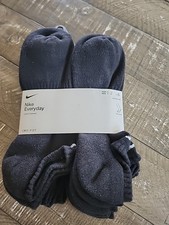 Nike Everyday Cotton Cushioned No Show Socks Black 6 Pair Pack Dri Fit Size L