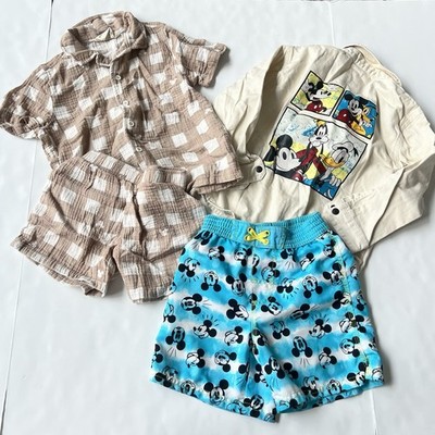 Disney Clothes Outfit & Sets Lot Mickey Mouse 5t Swim Shorts Jacket Shirt