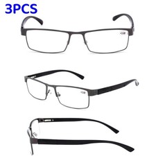 3 Pack Mens Metal Rectangle Business Reading Glasses 1.0 1.5 2.0 2.5 3.0 3.5 4.0
