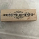 PSX D-458 Block Print Congratulations Rubber Stamp 3" X 1" Floral Motif